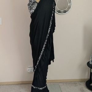 Ready to wear 1 minute ruffle sari Indian dress